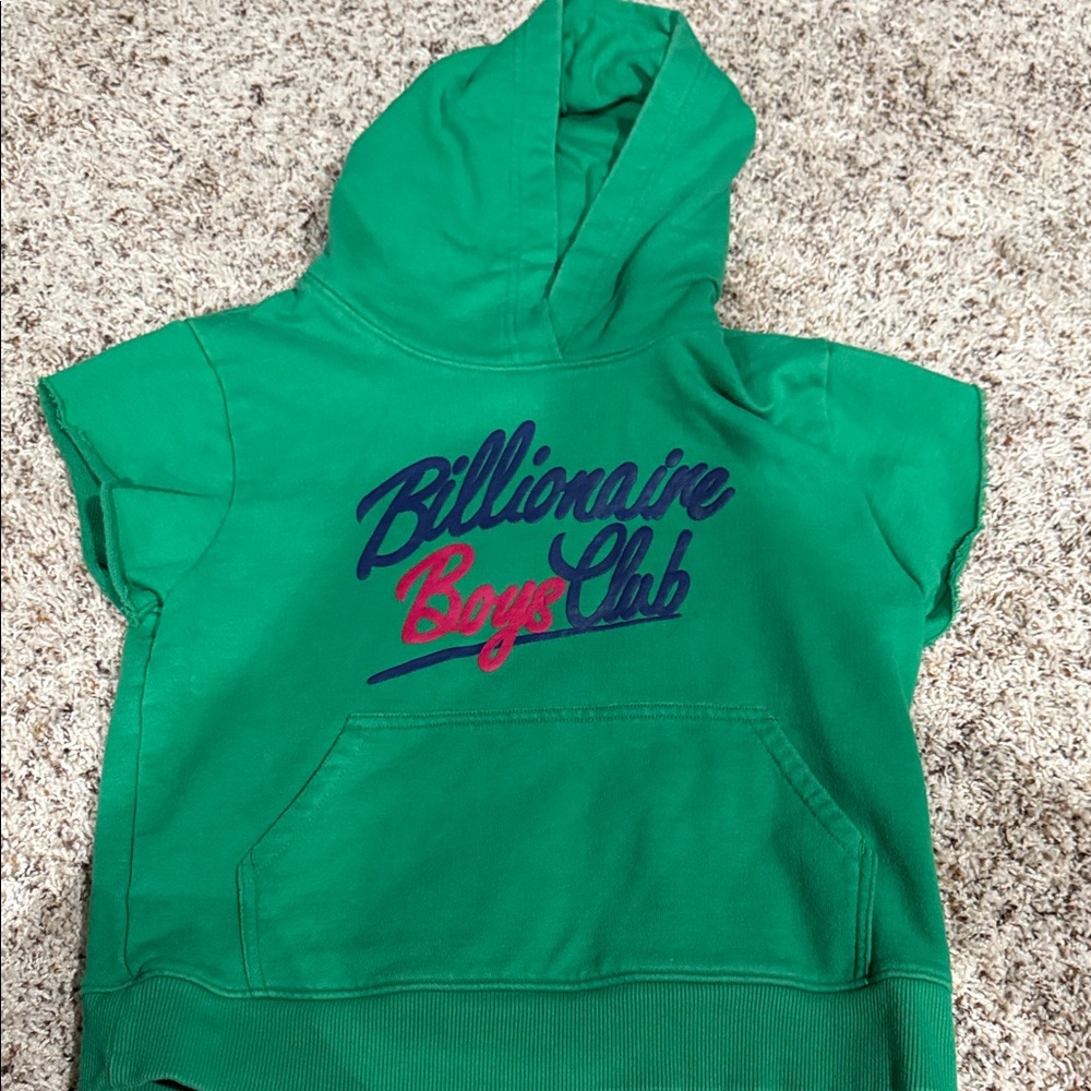 Billionaire Boys Club Green Hooded Kids Sweatshirt with Navy & Pink Logo